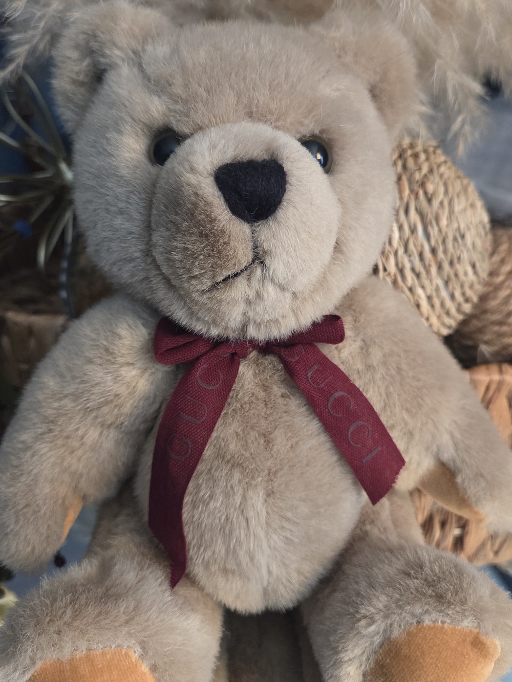 Authentic Gucci Ribbon Upcycled Teddy Bear OOAK Designer Decor